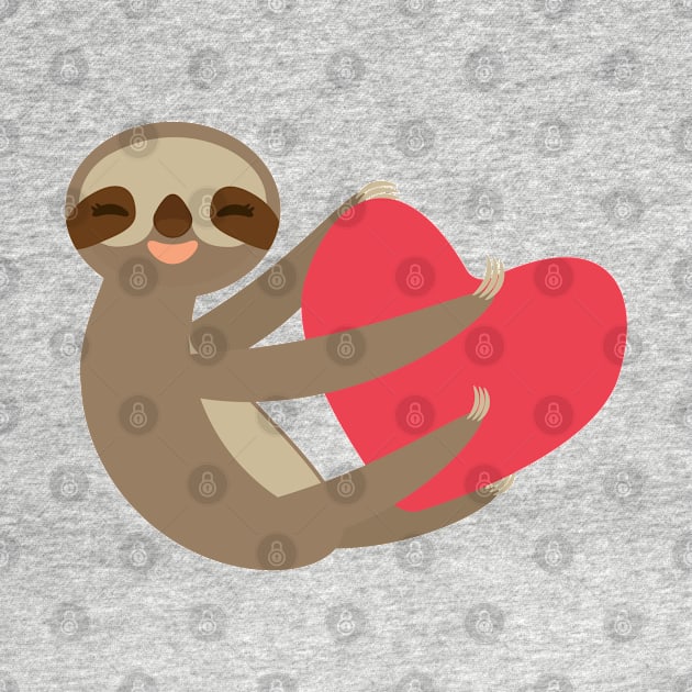 Cute sloth with red heart by EkaterinaP